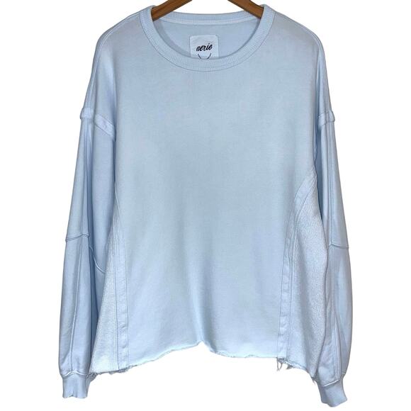 Aerie Light Blue Oversized Casual Cotton Blend Pullover Size Small - Picture 1 of 14